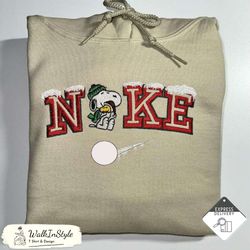 snoopy and woodstock christmas embroidered sweatshirt