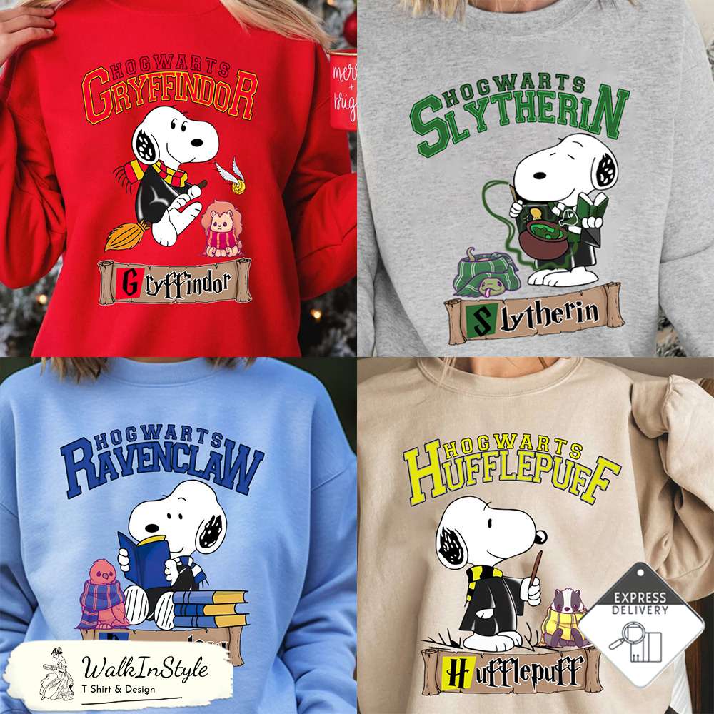 Hogwarts 4 House Snoopy Harry Potter Sweatshirt - Viralustee.jpg