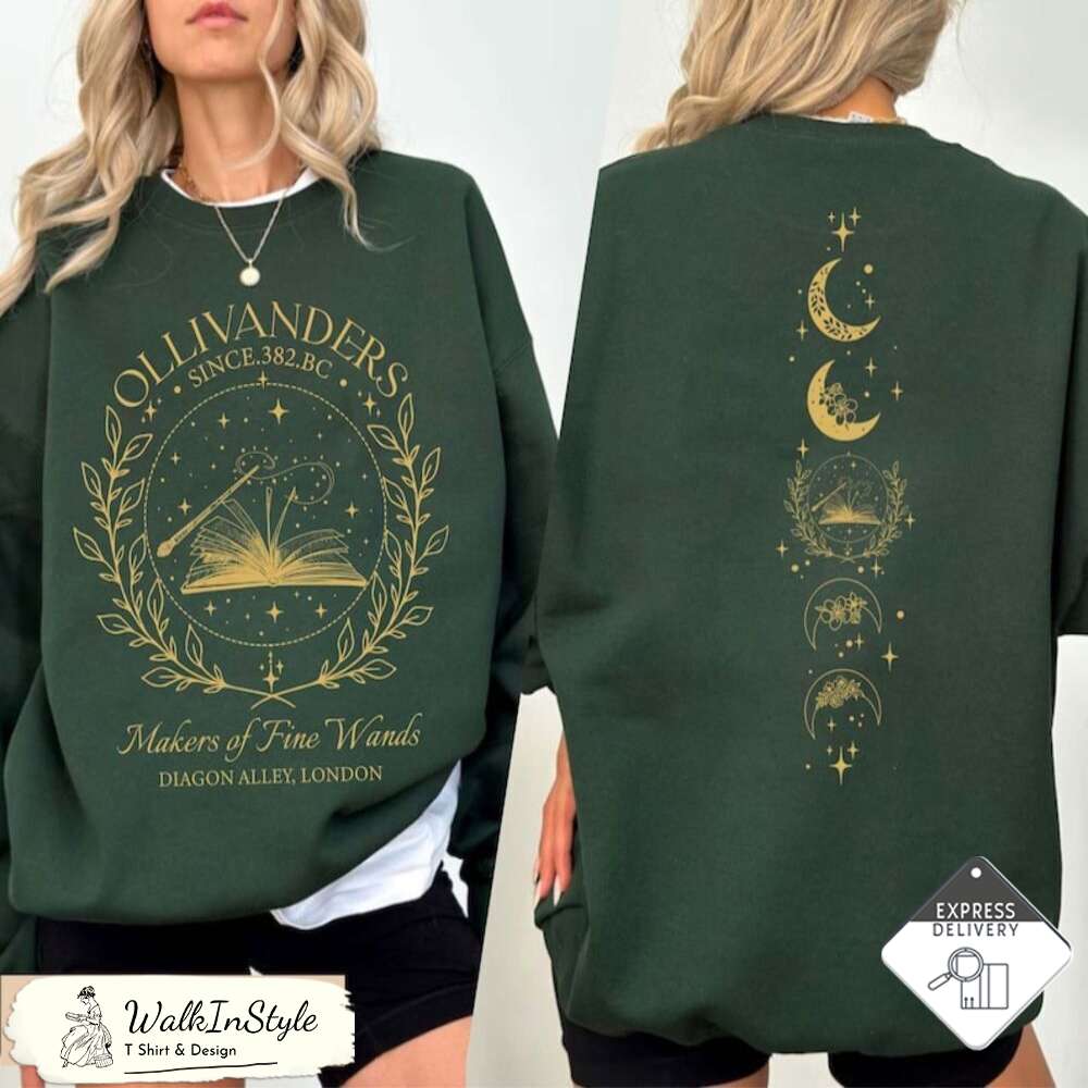 Ollivanders Wand Shop Sweatshirt, Wizard Book Shop Shirt, Wizard Shirt, HP Fan Gift, Potterhead Gift, Book Nerd Shirt, Universal Trip Shirt - Viralustee.jpg