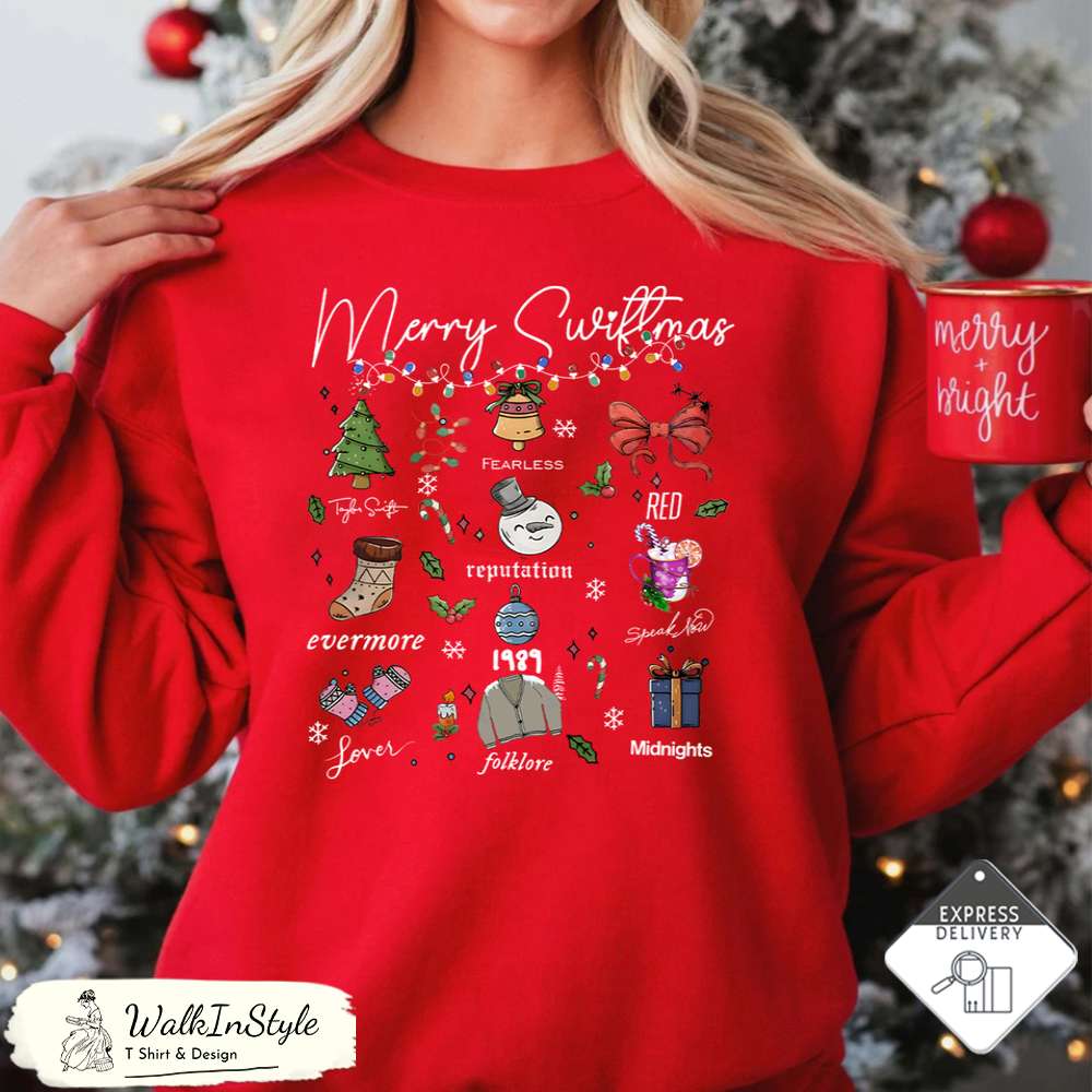 Taylor Swift Eras Tour Album Swiftmas Sweatshirt, Merry Swiftmas Shirt - Viralustee.jpg