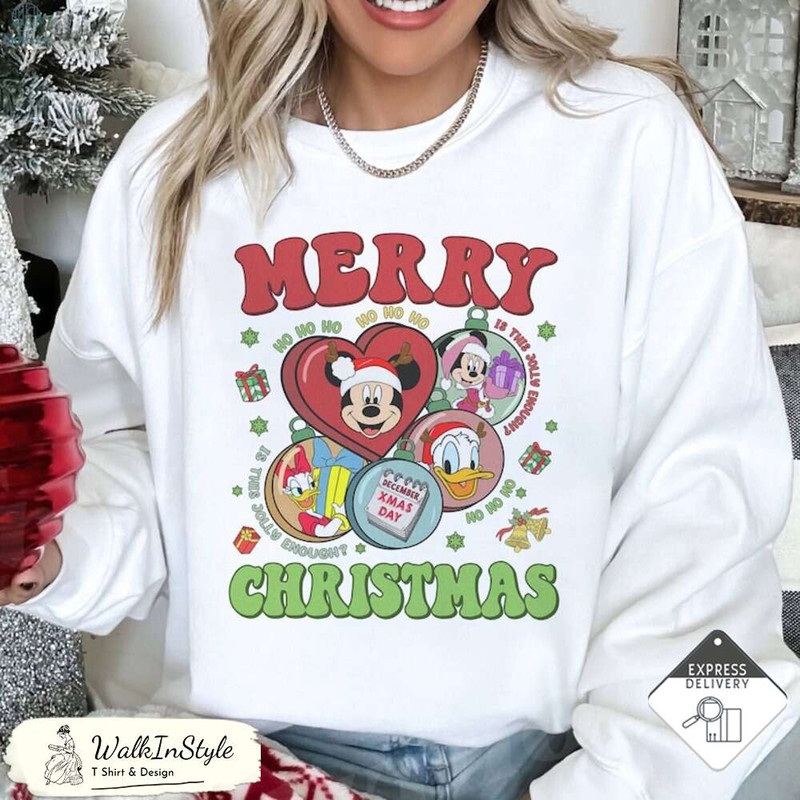 VIntage Disney Mickey And Friends Heart Shape Merry Christmas Sweatshirt - Viralustee.jpg