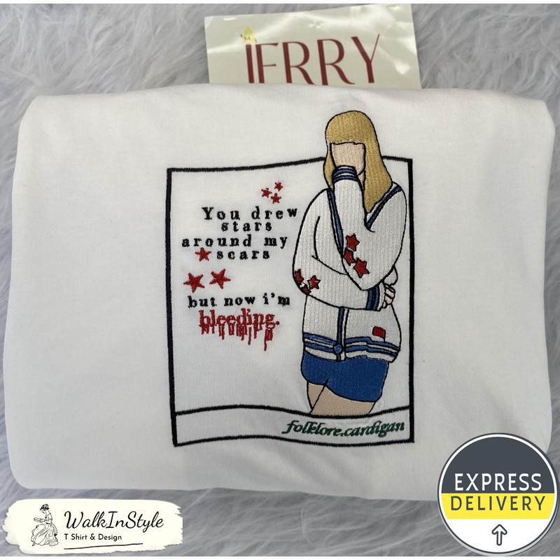 Cheap Folklove Cardigan Taylor Swift Embroidered Sweatshirt, Cardigan Taylor Swift Merch - Viralustee.jpg