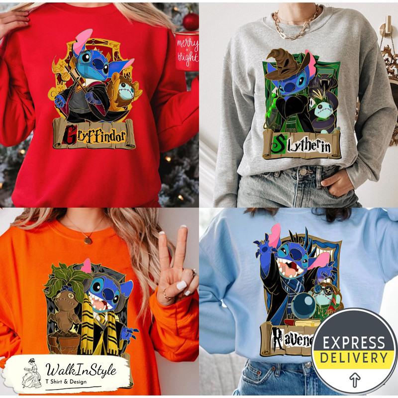 Stitch Harry Potter Four Houses In Hogwarts Sweatshirt - Viralustee.jpg