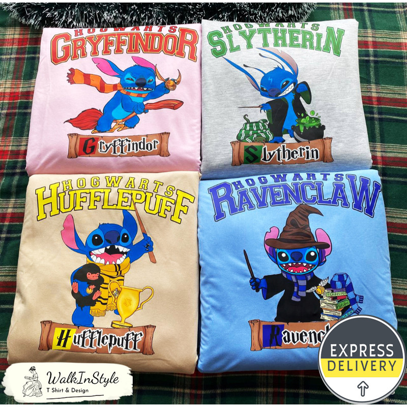Stitch Harry Potter Hogwarts Four Houses Sweatshirt, Christmas Gift For Family - Viralustee.jpg