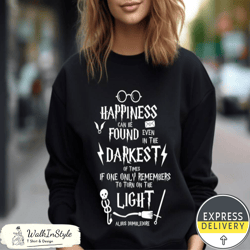 vintage harry potter happiness can be found light sweatshirt, wizard school sweater