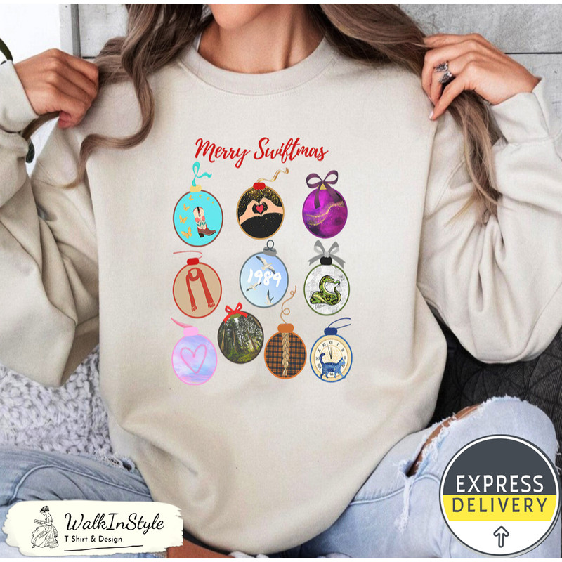 Vintage Merry Swiftmas Eras Tour Album Sweatshirt , Swiftmas Taylors Version Shirt - Viralustee.jpg