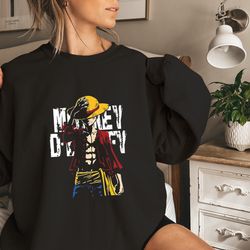 anime sweatshirt, anime shirt, monkey d. luffy hoodie, luffy sweater, unisex anime design shirt 1