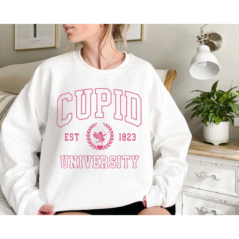 Cupid University Sweatshirt, Cute Valentine's Day Shirt, Funny College Sweatshirt, Love Crewneck Sweatshirt, Cupid Sweater.jpg