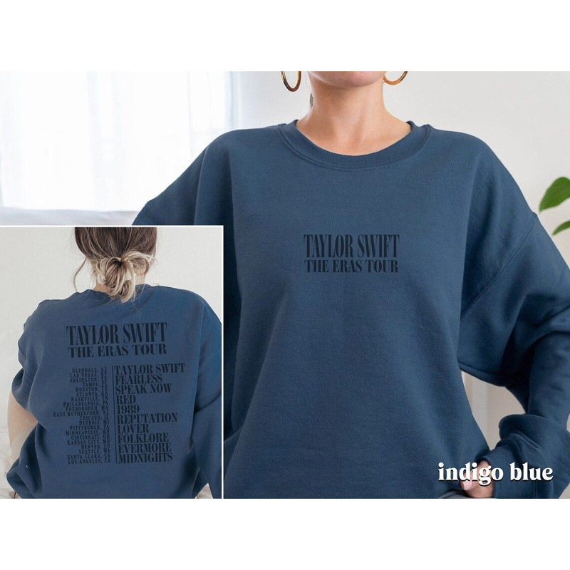 Gildan Indigo Blue Eras Tour Crewneck Sweatshirt, Taylor Swiftie Merch Sweatshirt, TaylorSwift Shirt, Eras Tour Outfit, Swiftie Merch.jpg