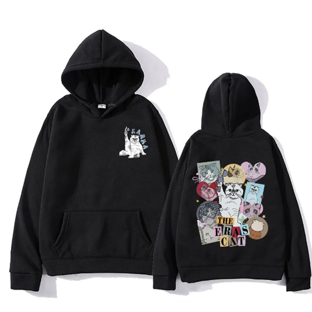 Karma Is A Cat Eras Sweatshirt, Taylor Eras Cat Hoodie, Me And Karma Vibe Like That Shirt, Swift Cat Shirt, Karma Lyric Merch, Midnights Shirts.jpg