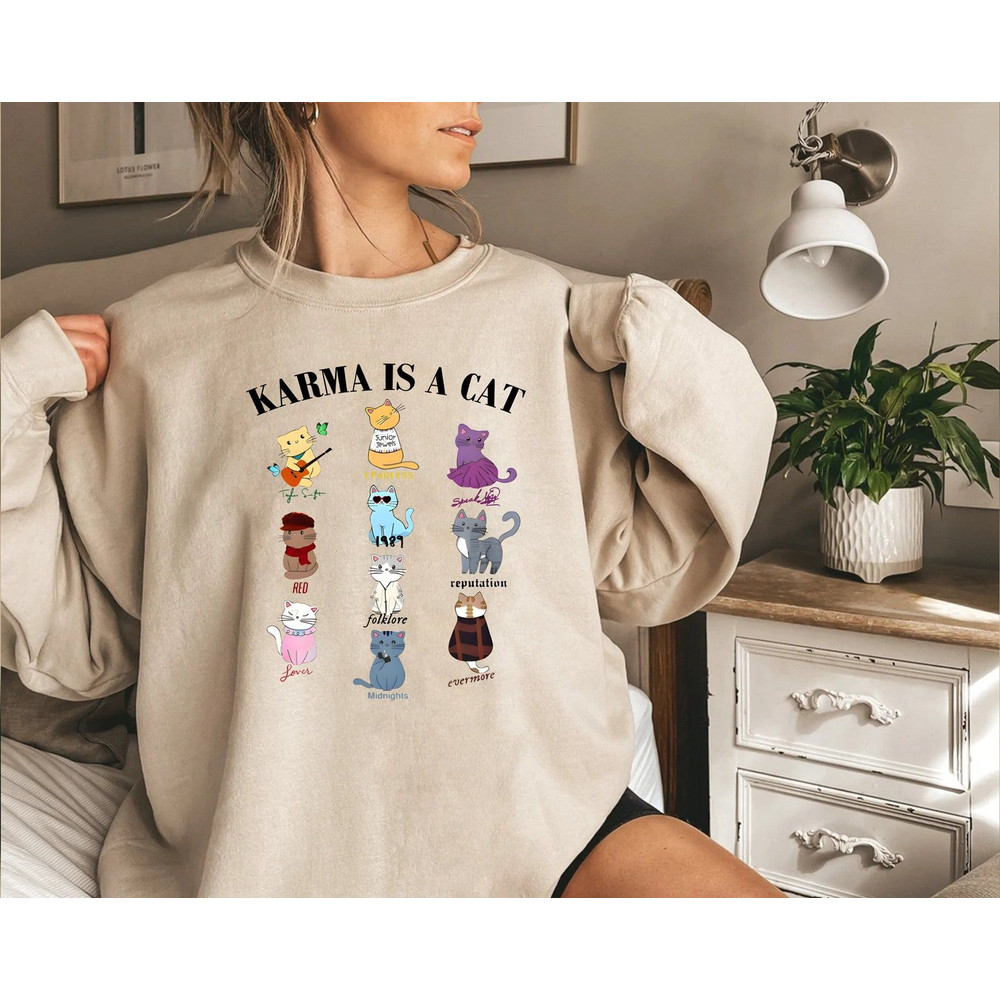 Karma is a Cat,Music Albums As Books T-Shirt,Concert Shirt,Fan Shirt,Lover Merch Tee,Music Shirt,Floral TS Merch Top,Music Fan Album TShirt 1.jpg