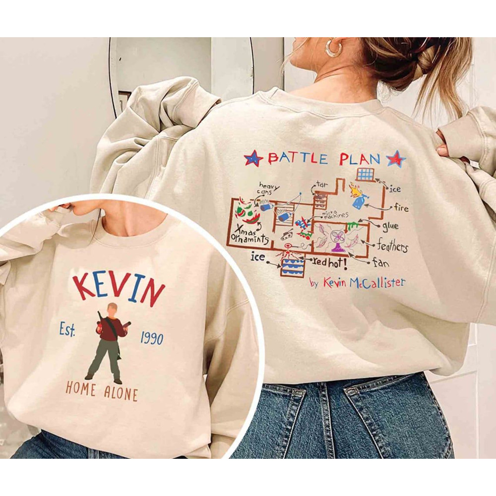 Kevin Home Alone Battle Plan Christmas Shirt, Kevin Mccallister Home Alone Sweatshirt, Xmas Sweater, Funny Home Alone Shirt, Christmas Gift.jpg