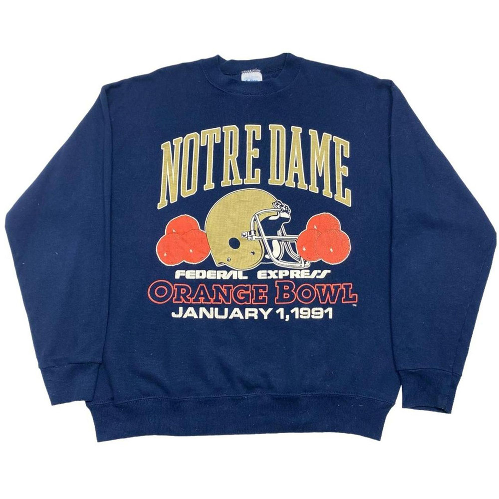 NOTRE DAMN ORANGE BOWL 1991 BIG LOGO SPELLOUT ROUNDNECK CREWNECK Sweatshirt.jpg