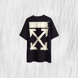 off white t-shirt fashion casual stitching printing loose round neck short-sleeved t-shirt unisex