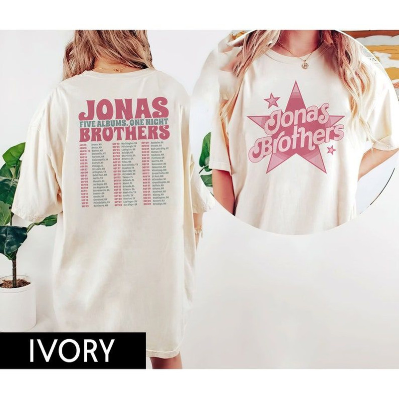 Retro Jonas Brothers Double-side T-Shirt, Jonas Brothers Shirt, Nick Joe Kevin Shirt, Retro Five Albums One Night World Tour.jpg