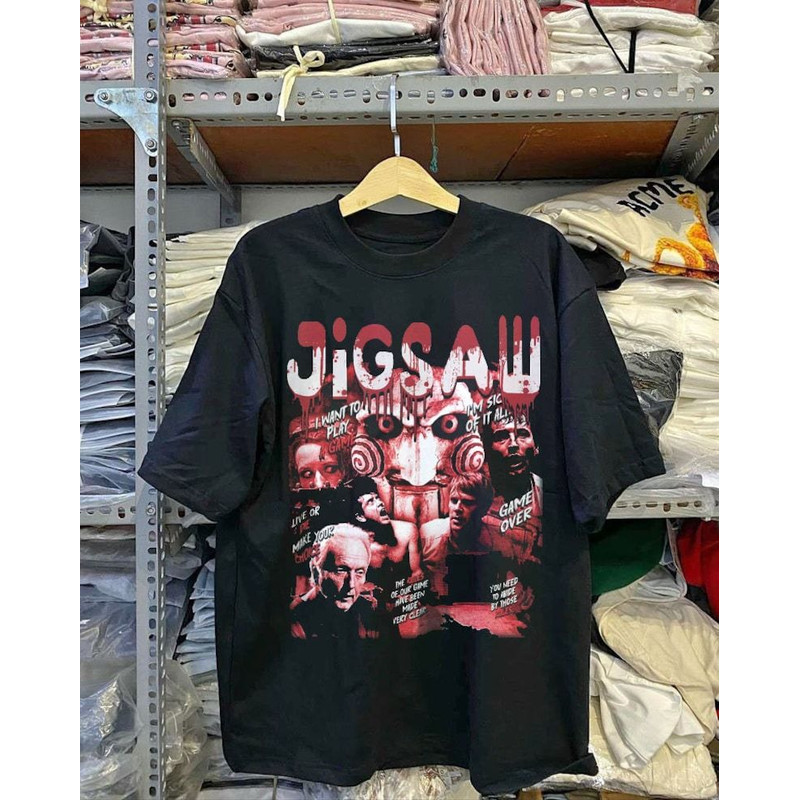 Vintage Saw Reverse Bear Trap movie promo tee, SAW Movie Vintage 90s T Shirt, Saw Horror Movie T Shirt.jpg