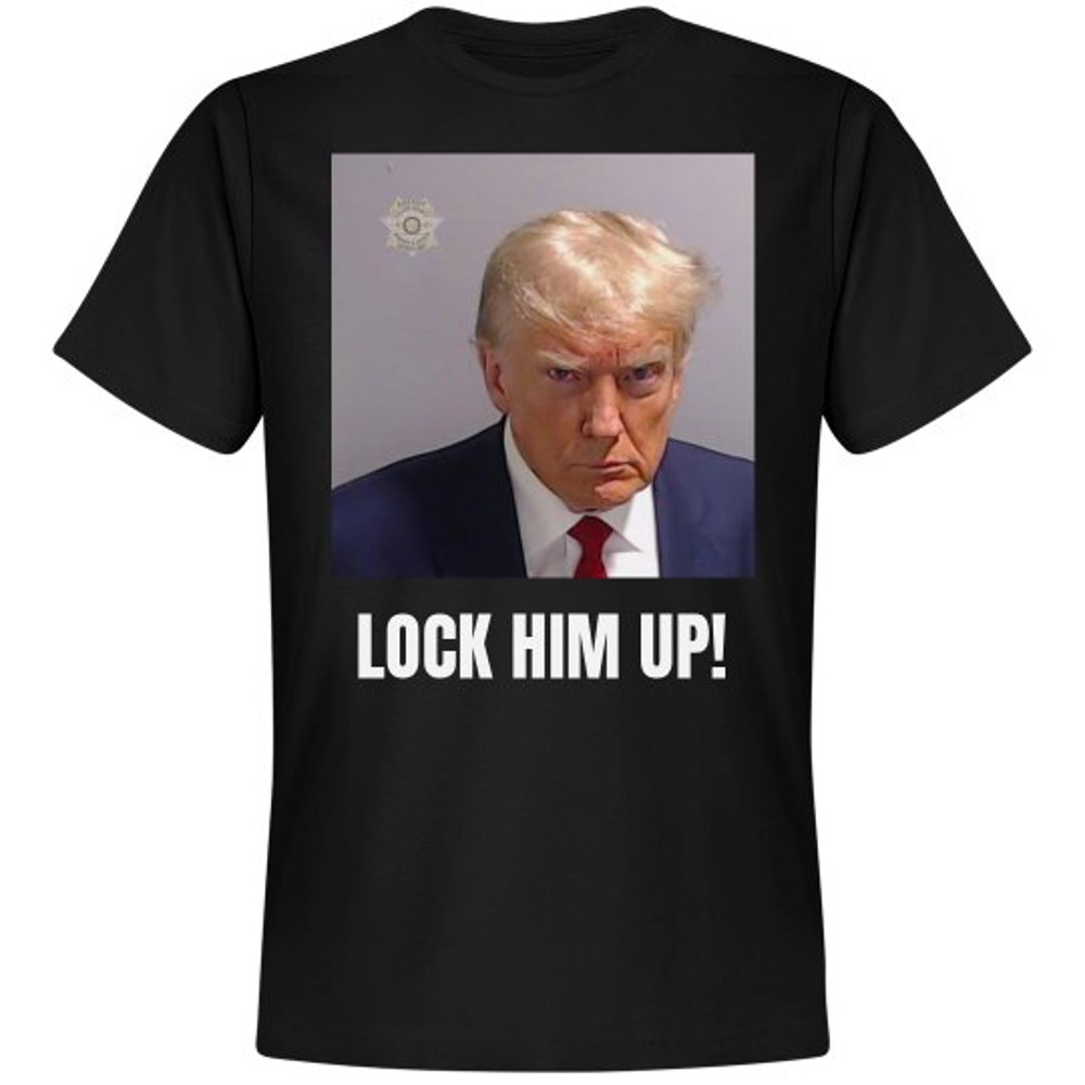 Lock Him Up Trump Mugshot T-Shirt - Unisex Premium T-Shirt FunnyShirts.jpg