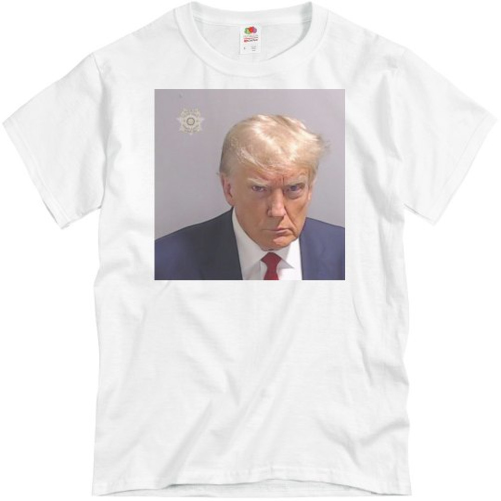 Trump Mugshot T-Shirt - Unisex Basic Promo T-Shirt FunnyShirts.jpg