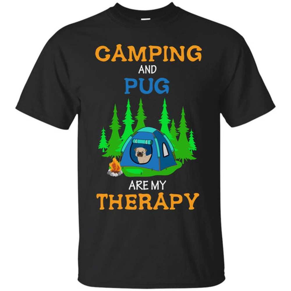 Camping And Pug Are My Therapy T Shirts.jpg
