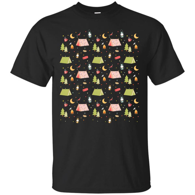 Camping Icon Pattern T Shirts 1.jpg