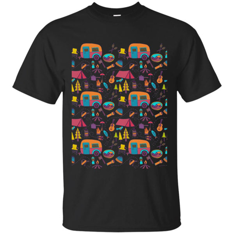Camping Icon Pattern T Shirts.jpg