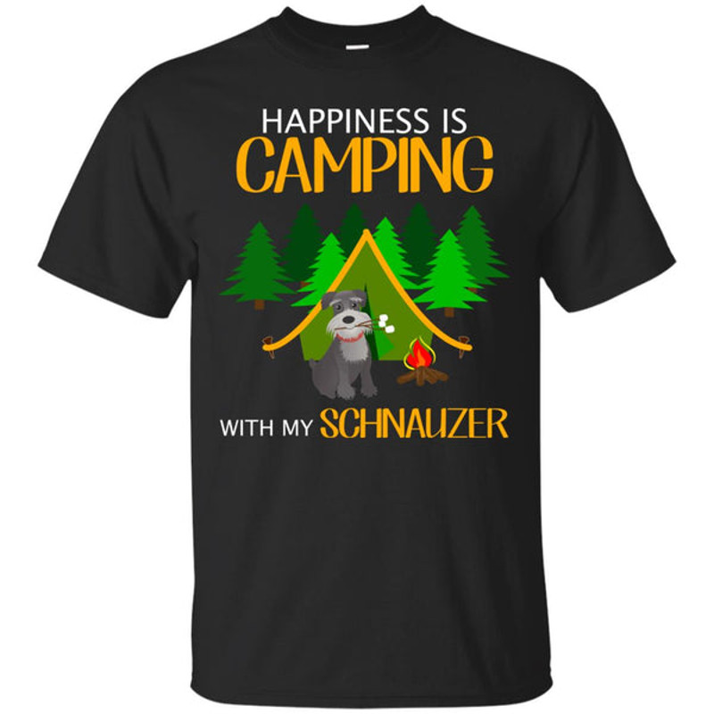 Happiness Is Camping With My Schnauzer T Shirts.jpg