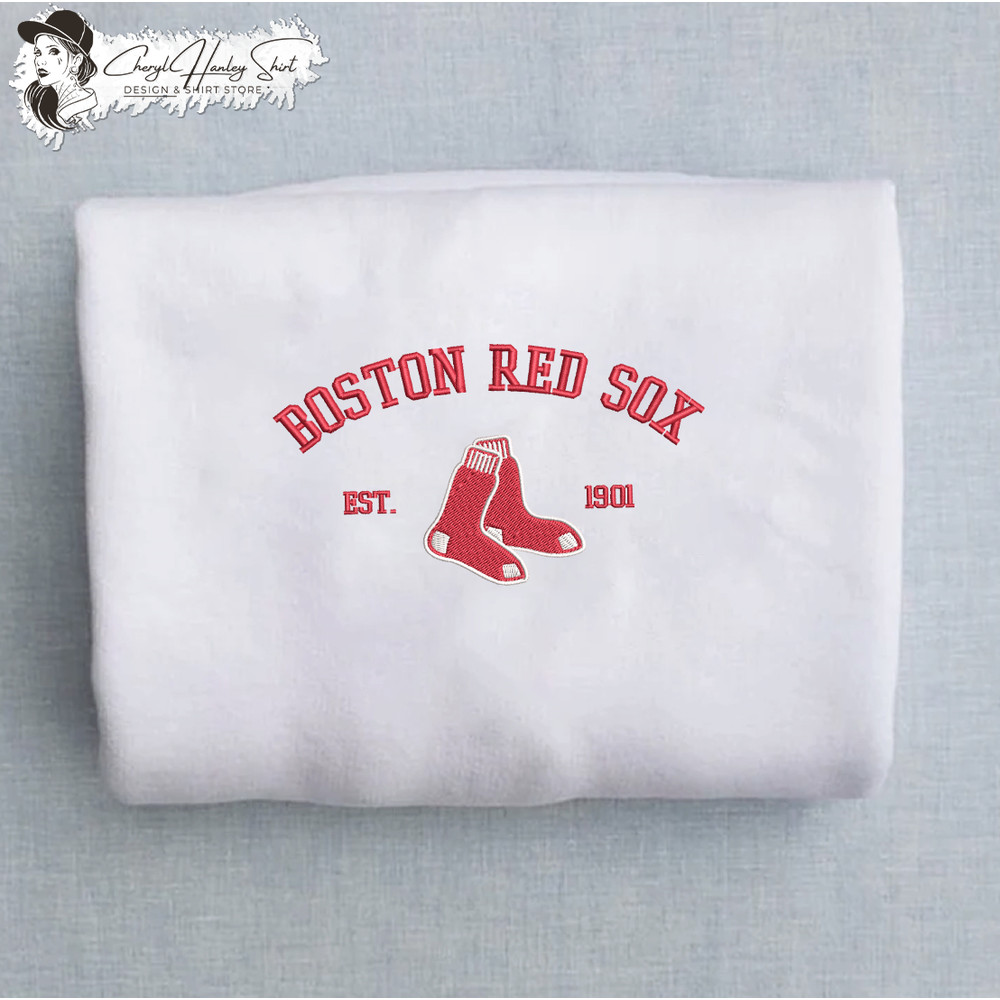 Boston Red Sox est 1901 Embroidered Unisex Shirt, Red Sox MLB T Shirt, Baseball, MLB Embroidery Hoodie, MLB Sweatshirt.jpg