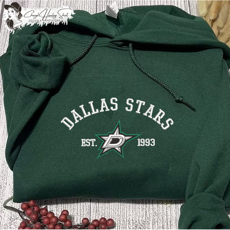 Dallas Stars Embroidered Sweatshirt, NHL Embroidered Sweater, Embroidered NHL Shirt, Hockey Embroidered Hoodie.jpg