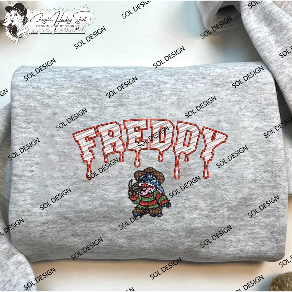 Freddy Krueger Stitch Drop Blood Embroidered Crewneck, Horror Halloween Embroidered Hoodie, Halloween Tshirt.jpg