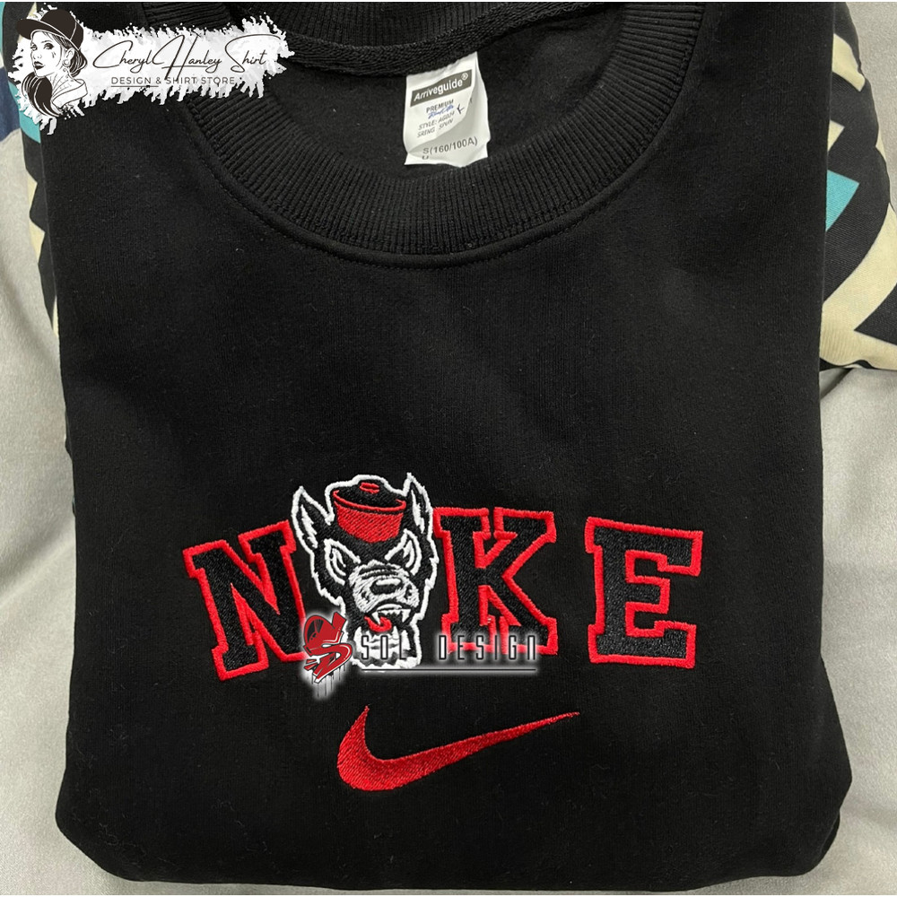Nike NC State Wolfpack Embroidered Sweatshirt, NCAA Embroidered Sweater, NC State Wolfpack Shirt, Unisex Shirts.jpg