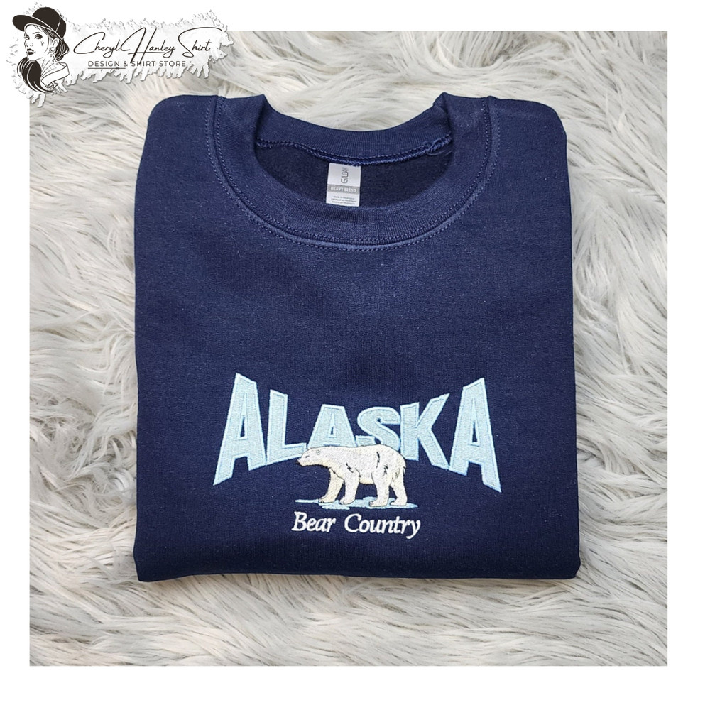Embroidered Alaska State Sweatshirt, Embroidered Alaska Polar Bear Unisex Sweatshirt great for men and women Sweatshirt or Hooded Sweatshirt 1.jpg