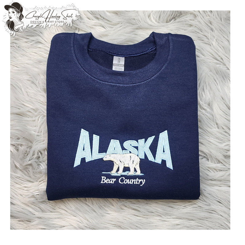 Embroidered Alaska State Sweatshirt, Embroidered Alaska Polar Bear Unisex Sweatshirt great for men and women Sweatshirt or Hooded Sweatshirt 1.jpg