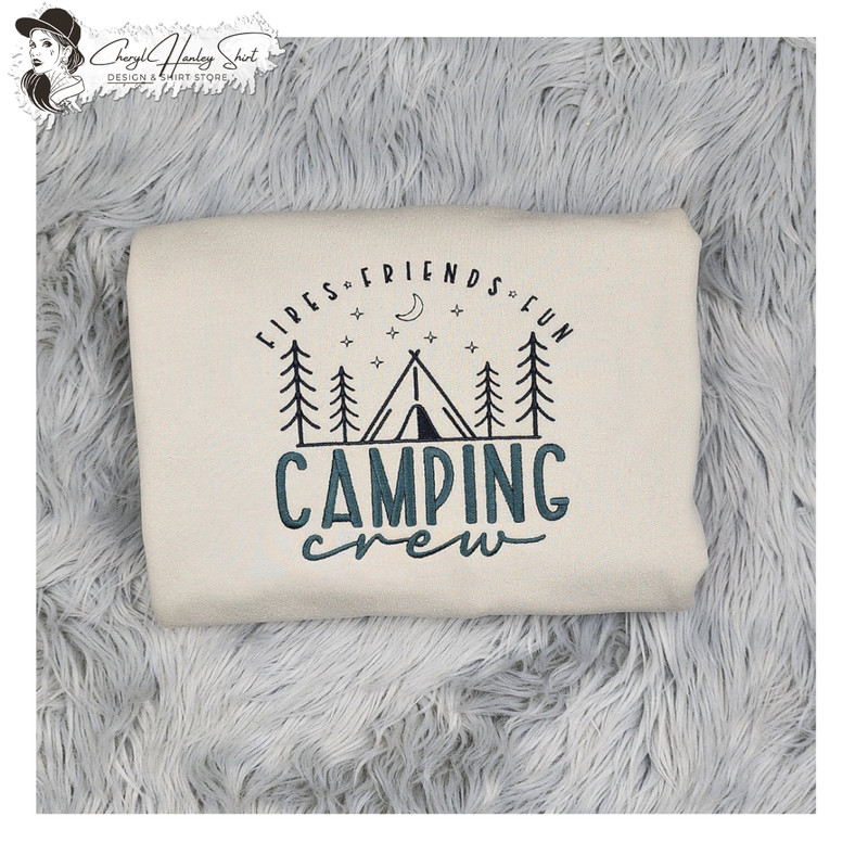 Embroidered Camping Crew Crewneck - Outdoorsy Crew - Embroidered Campfire - Crewneck - Sweatshirt - Hoodie.jpg