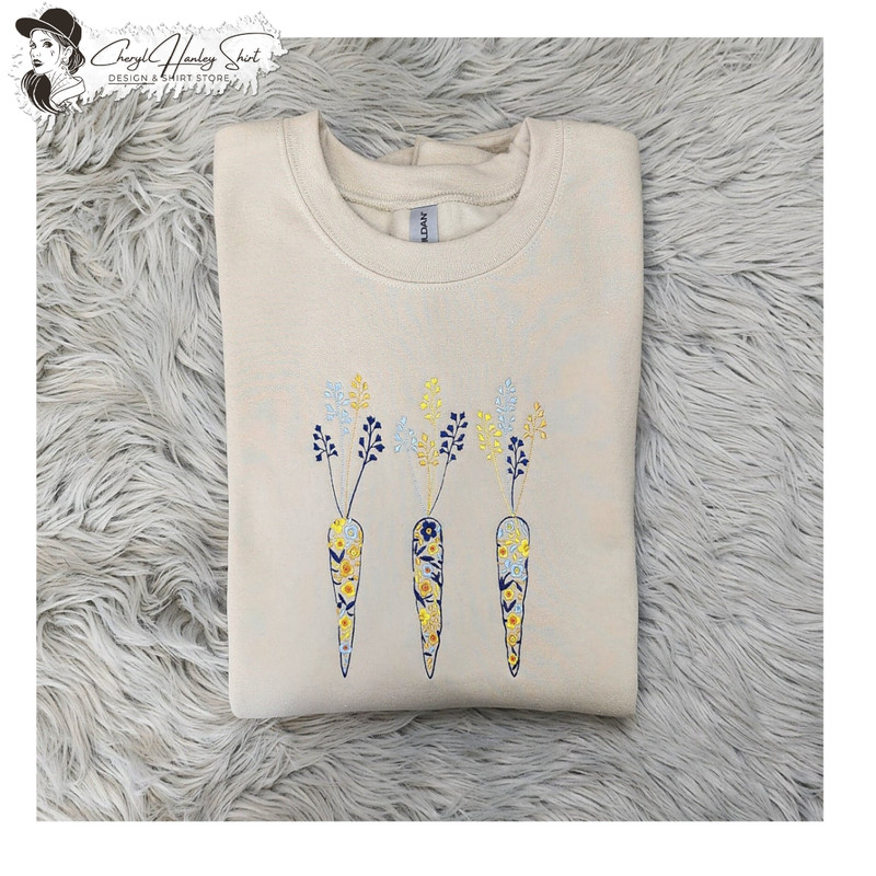 Embroidered Carrots Crewneck - Garden Carrots Embroidery - Flower Carrots Embroidered Crewneck or Hooded Sweatshirt.jpg