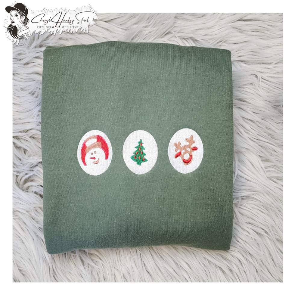 Embroidered Christmas Cookies Sweatshirt, Frosty the Snowman, Rudolph Sweatshirt,  Santa and Reindeer Sweatshirt or Hooded Sweatshirt.jpg