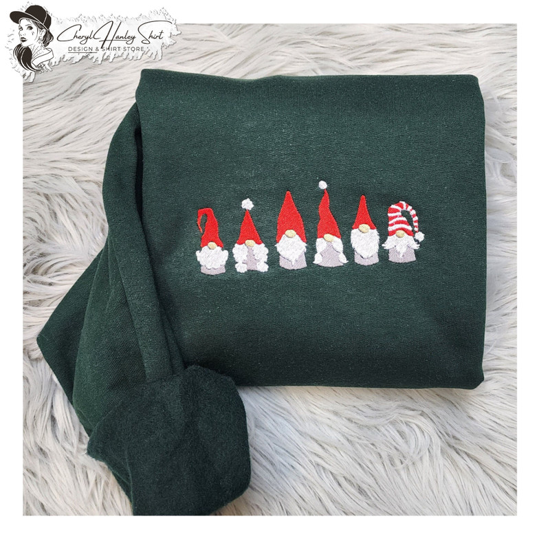 Embroidered Christmas Gnomes Sweatshirt - Gnome Family Embroidered Unisex Sweatshirt or Hooded Sweatshirt, Christmas.jpg