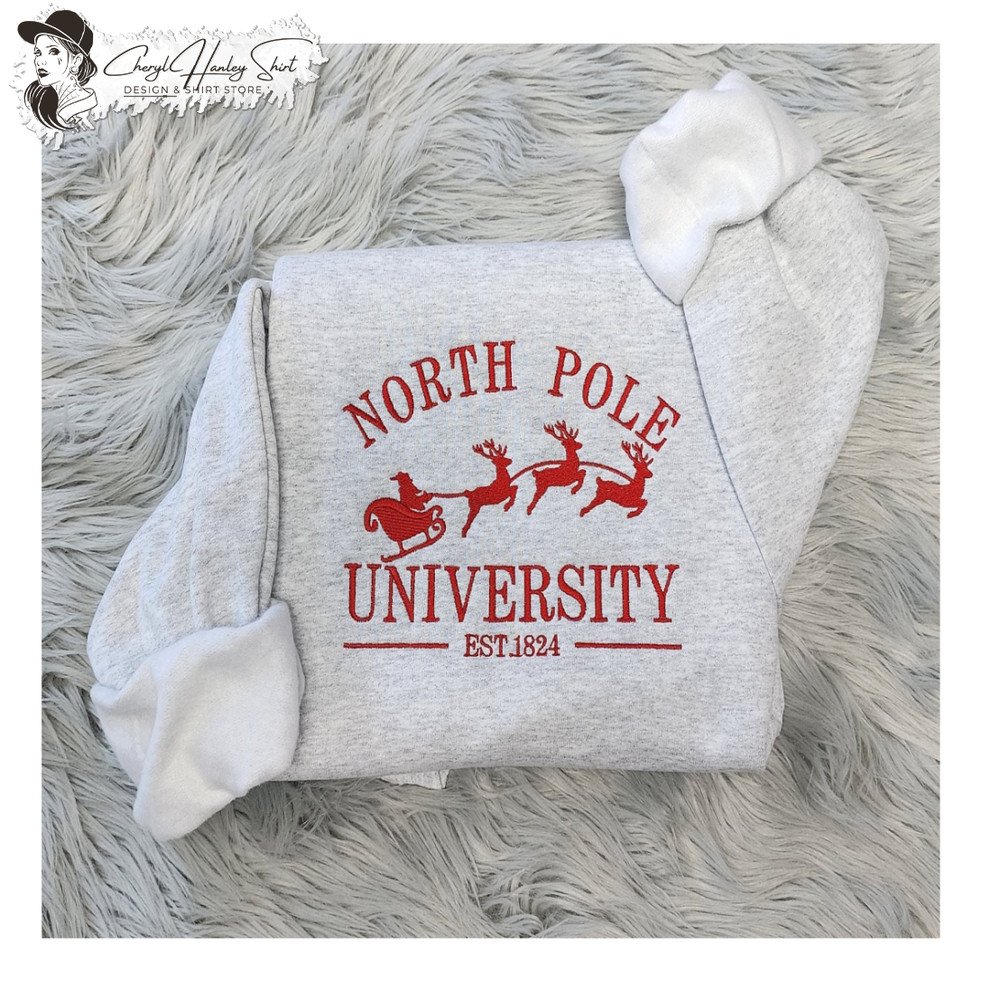 Embroidered Christmas North Pole University Sweatshirt - North Pole Santa Unisex Crewneck Sweatshirt or Hooded Sweatshirt 1.jpg