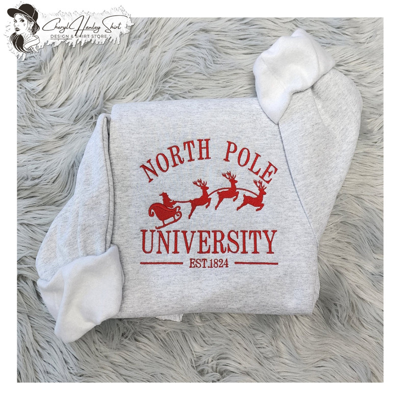 Embroidered Christmas North Pole University Sweatshirt - North Pole Santa Unisex Crewneck Sweatshirt or Hooded Sweatshirt 1.jpg
