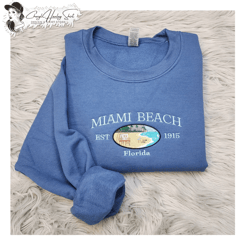 embroidered florida miami beach sweatshirt - miami beach unisex sweatshirt great for men and women sweatshirt or hooded