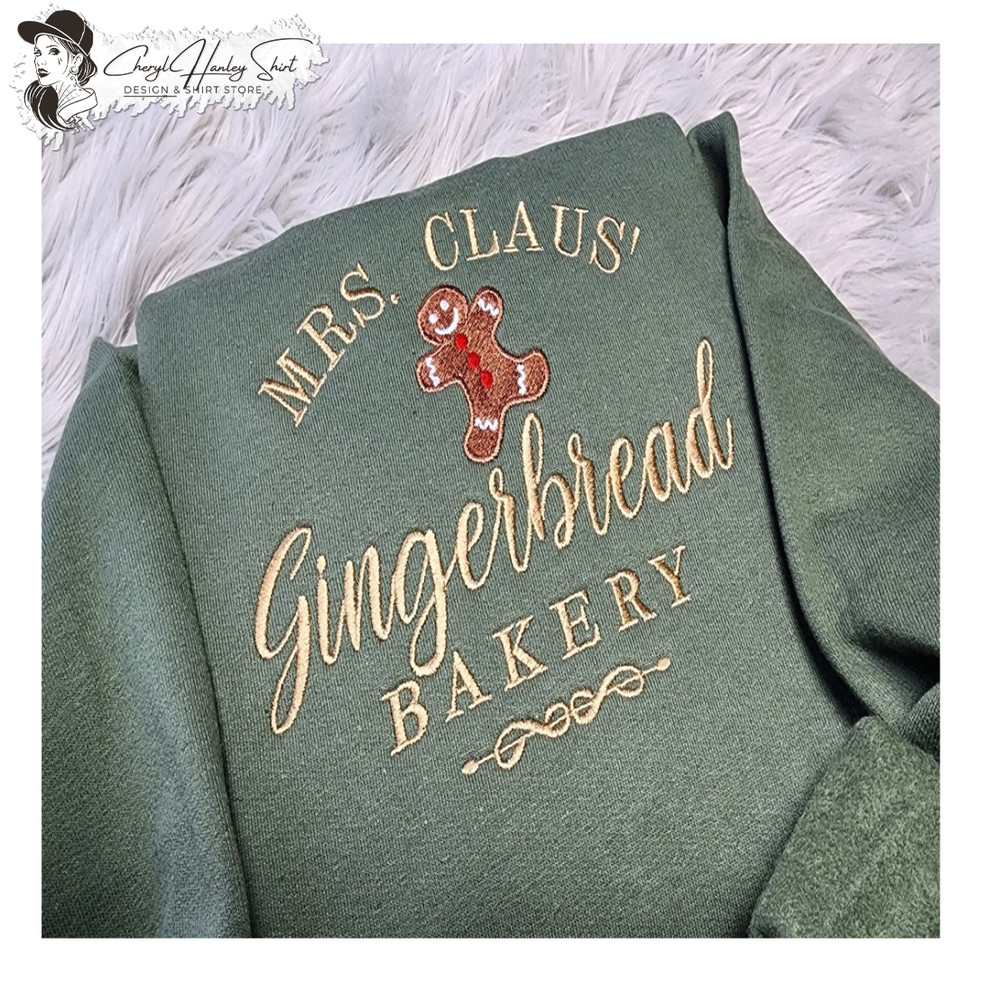 Embroidered Gingerbread Bakery Sweatshirt - Mrs. Claus' Gingerbread Embroidered Unisex Sweatshirt or Hooded Sweatshirt.jpg
