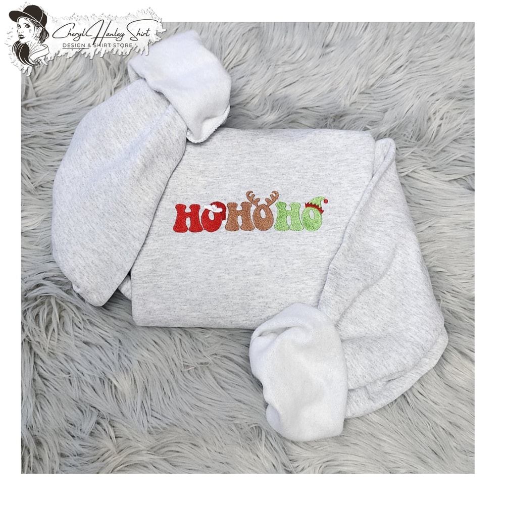 Embroidered Ho Ho Ho Christmas Sweatshirt - Ho Ho Ho Santa Unisex Sweatshirt or Hooded Sweatshirt.jpg