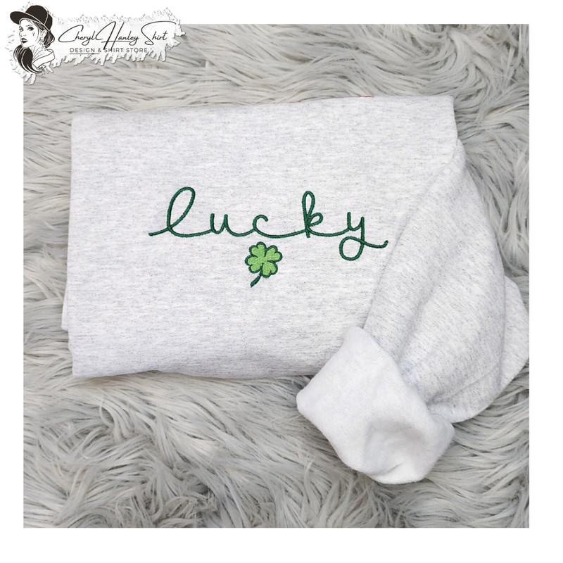 Embroidered Lucky Shamrocks Sweatshirt - Elegant St Patrick's Day Unisex Sweatshirt great for men and women Sweatshirt or Hooded Sweatshirt.jpg
