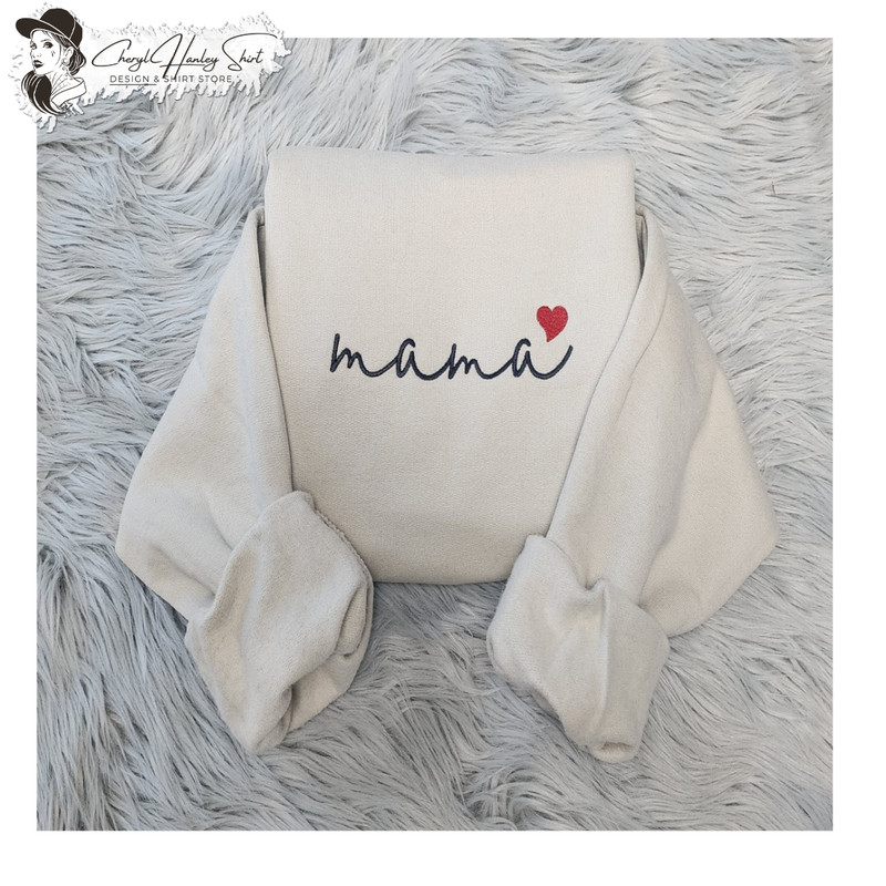 Embroidered Mama Sweatshirt With Heart -  Mama Embroidered Sweatshirt or Hooded Sweatshirt.jpg