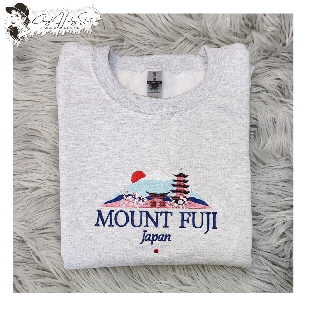 Embroidered Mount Fuji Unisex Sweatshirt, Japan Mount Fuji ,  Embroidered Sweatshirt Hooded Sweatshirt.jpg