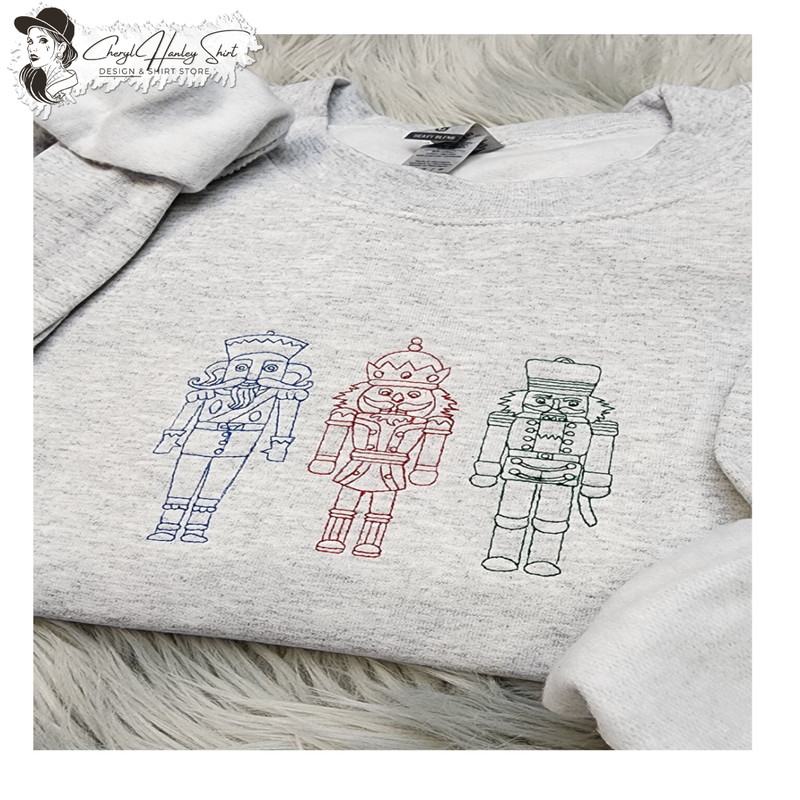 Embroidered Nutcrackers Crewneck Sweatshirt -  Holliday Apparel Embroidered Nutcrackers Unisex Sweatshirt or Hooded Sweatshirt, Christmas.jpg