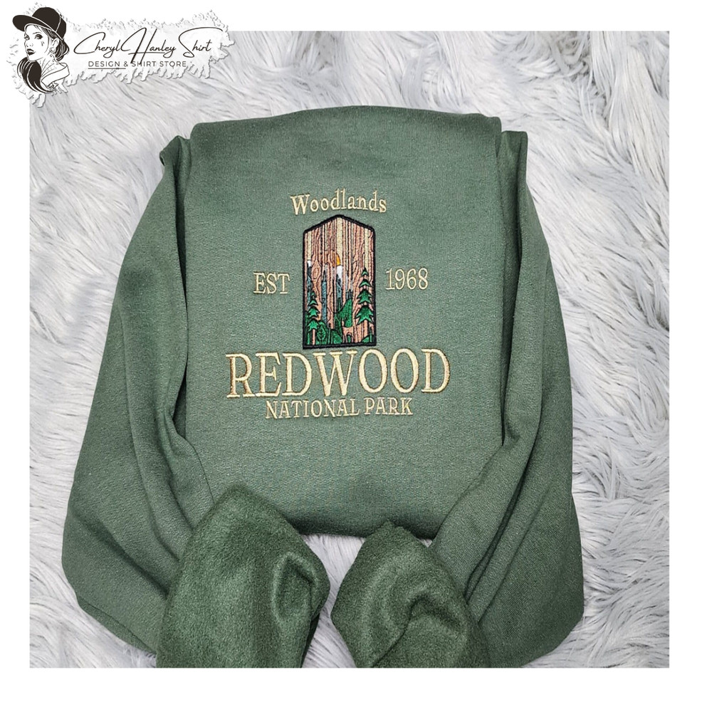 Embroidered Redwood National Park Unisex Sweatshirt - California Redwood Embroidery - CA Woodland USA National Parks Embroidery.jpg