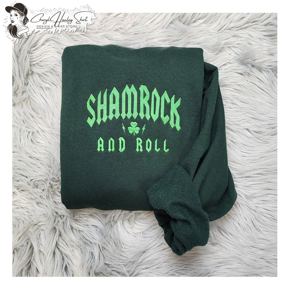Embroidered Shamrock and Roll Sweatshirt - St Patrick's Day Shamrock Unisex Sweatshirt for men and women Sweatshirt or Hooded Sweatshirt.jpg