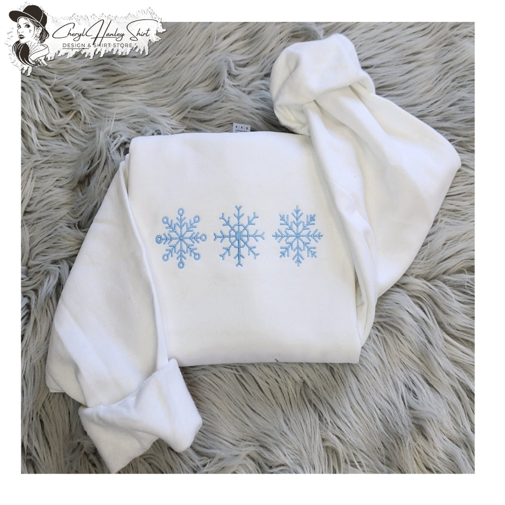 Embroidered Snowflake Sweatshirt - Embroidered Christmas Snowflake Unisex Sweatshirt or Hooded Sweatshirt, Christmas 1.jpg
