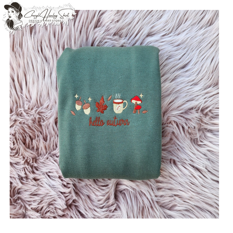 Hello Autumn Embroidered Sweatshirt - Fall Pumpkin Season - Embroidered Fall Sweatshirt and Hooded Sweatshirt.jpg