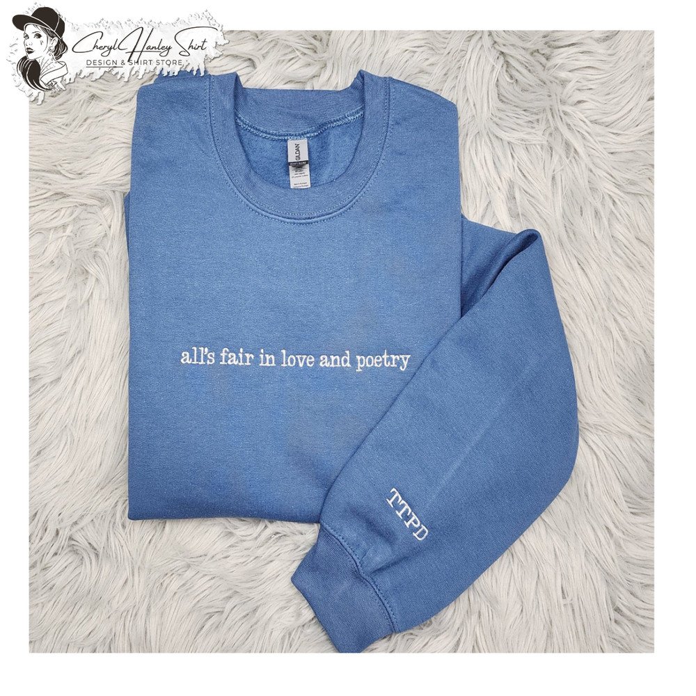 Love and Poetry Embroidered Crewneck with Sleeve Embroidery - TTPD Crewneck - Embroidered Poetry Crewneck - Fast Shipping.jpg
